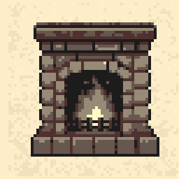 Dawn Fireplace Study 256x256 pixel art by smallbird978