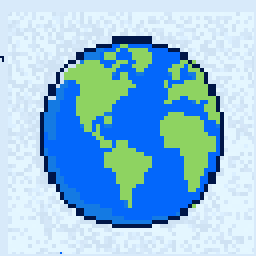 Cloud World Globe Badge 128x128 pixel art by blackfrog363