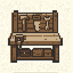 Weathered Workbench Badge 256x256 pixel art by lazywolf425
