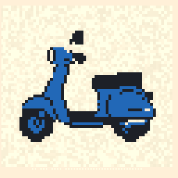 Copper Motor Scooter Scene 128x128 pixel art by orangekoala686