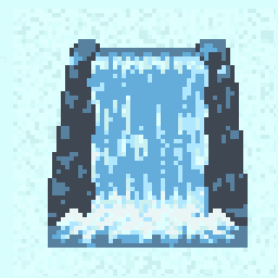 Meadow Waterfall Tile Relic 128x128 pixel art by crazyduck190